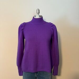 Psophia Purple Merino Wool Puff Sleeve Sweater
